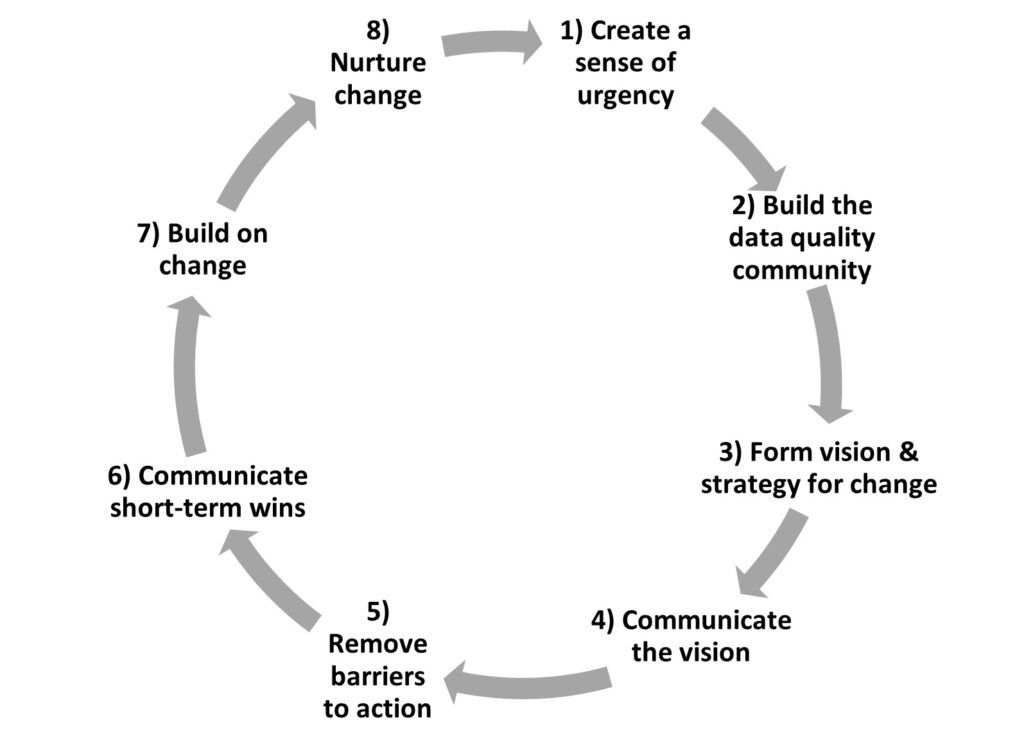 Figure 3 Eight steps towards data quality culture, by Camelot