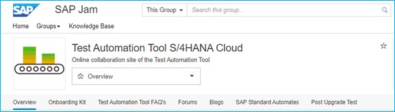SAP JAM Group for Test Automation Tool S/4 HANA Cloud